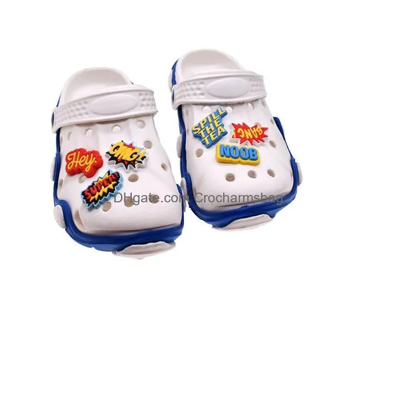 Letter cartoon PVC Shoe Charms Buckles Boys Girls Fit Bracelets Croc JIBZ Shoes accessories Wristband kids Gift