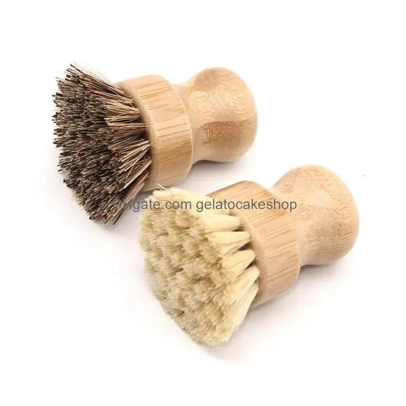 bamboo dish scrub brushes kitchen wooden cleaning scrubbers for washing cast iron pan pot natural sisal bristles