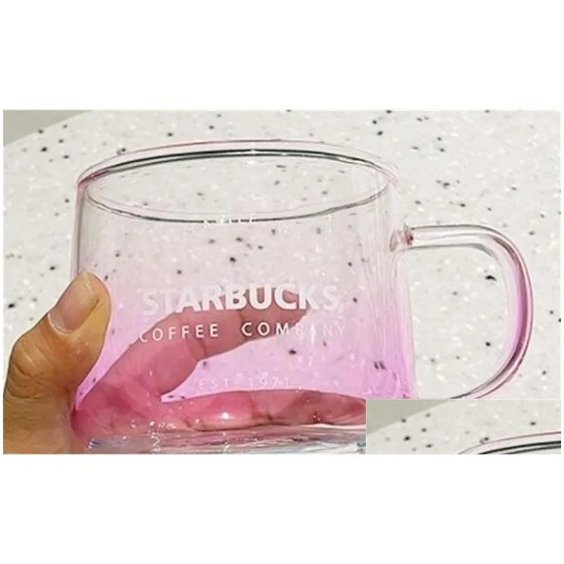 starbucks macaron glass cup creative heat resistant large capacity coffee cup 430ml simple cartoon glass cup