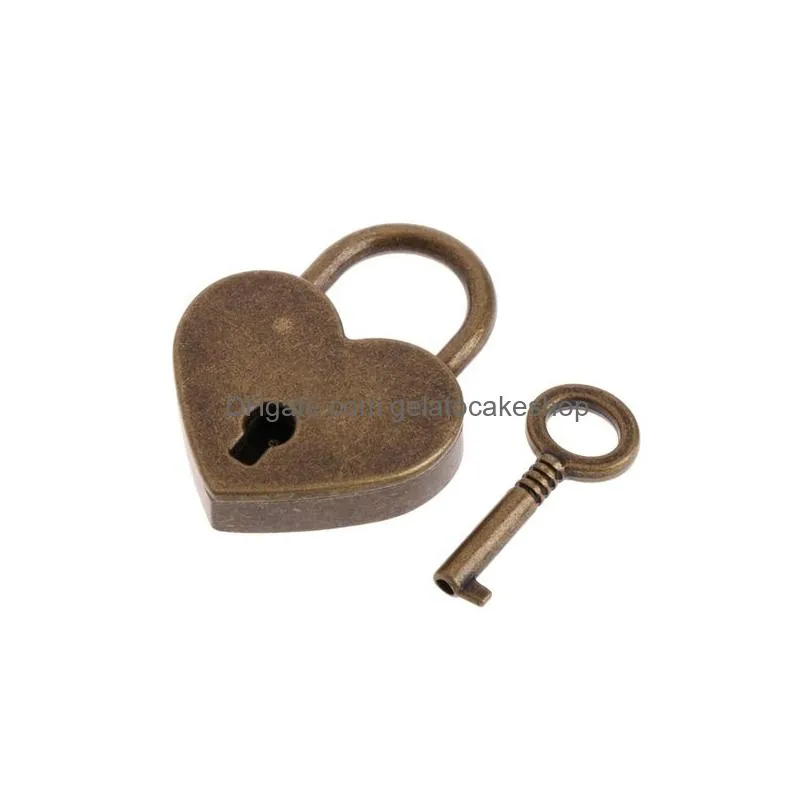 door locks kitchen handles heart shape vintage metal mini padlock small bag suitcase lage box diary book key lock