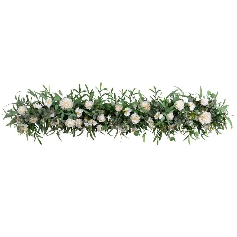 2m luxury white rose hydrangea artificial flower row runner arch road cited floral for wedding party diy decoration