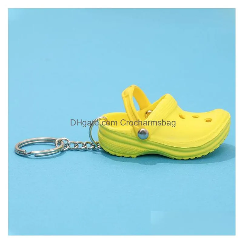 5 colors 3d mini croc shoe keychain hole shoes keyring clog sandal party favors key chains cartoon pendant gift