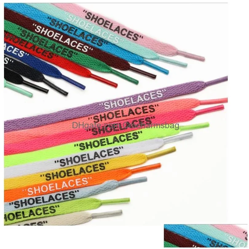 new colorful lace letter font 8mm double sides printed shoelaces black white laces signed off flat shoes lacet joint shoelace strings