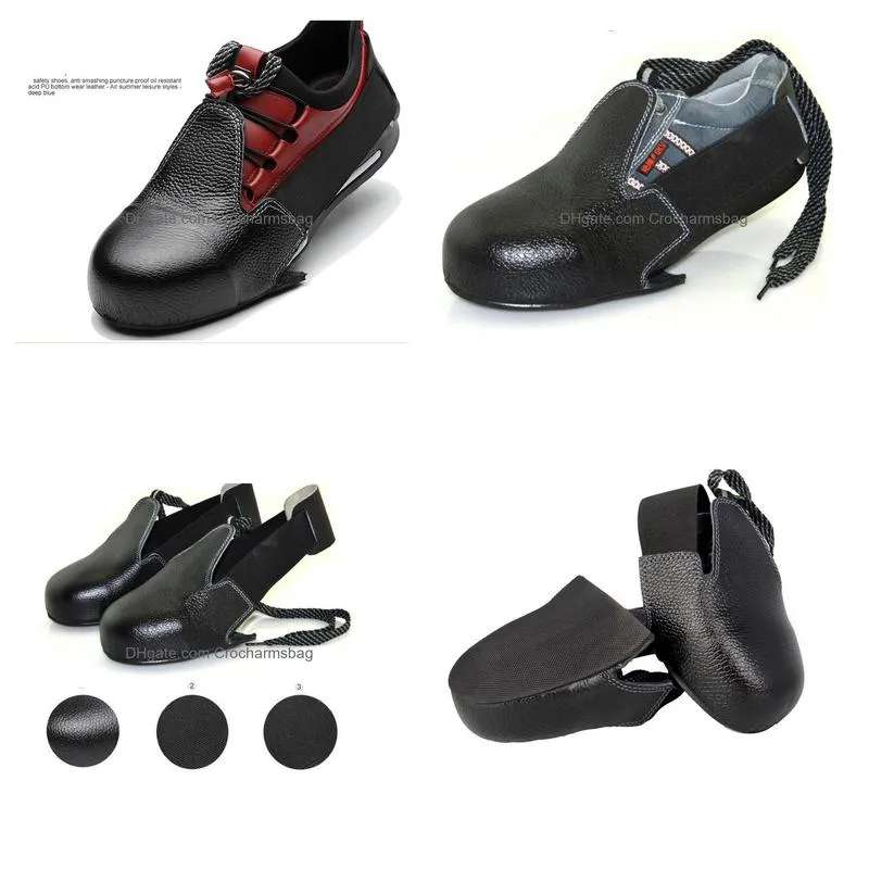 new 1pair lot man woman safety shoes real leather steel overshoes woker shoes cover visitor overshoes toes protection material steel