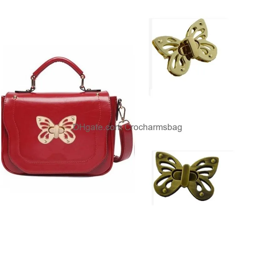 fashion women butterfly tone lock bag accessories purse diy metal twist turn lock snap clasps closure bag button alloy