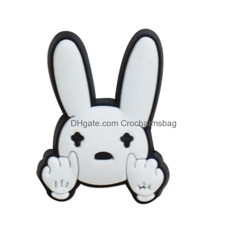 Bad Bunny PVC Shoe Charms Accessories Shoes Buckle Decoration for Croc Jibz Kids Party Xmas Gifts