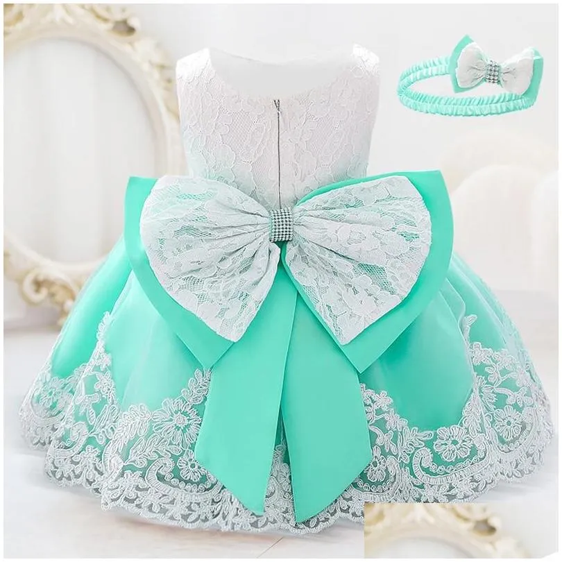 girls dresses infant white pink first 1st birthday dress for baby girl costume big bow princess baptism girls party childgirls