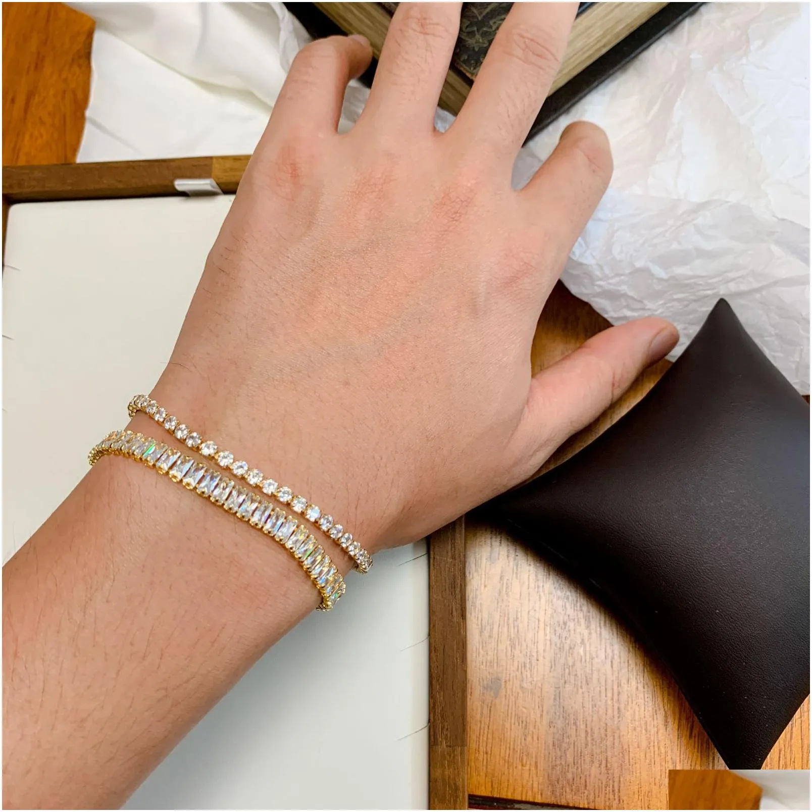 cubic zirconia gold tennis bracelet chain bracelets for women men gold color hand cz homme jewelry