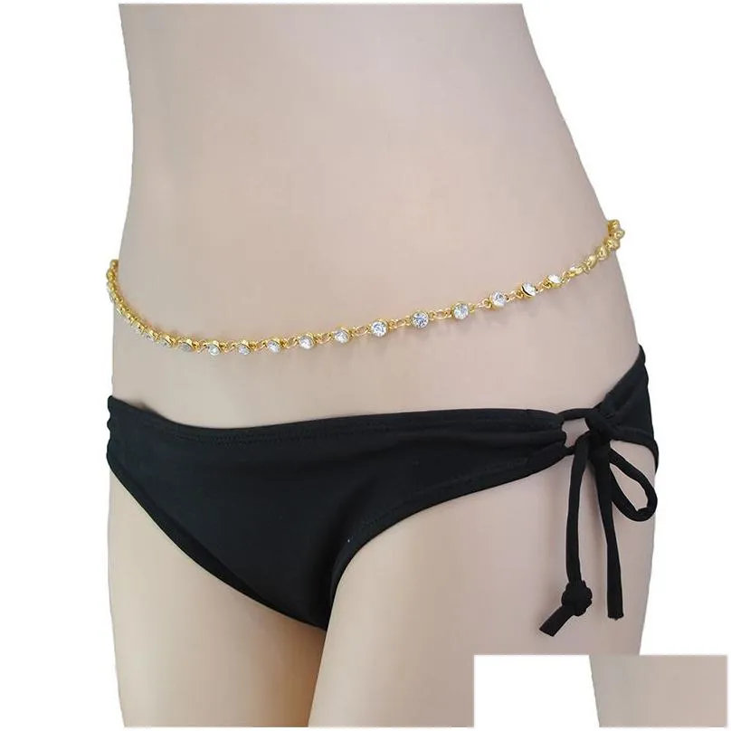 trendy fashion sexy bikini beach waist chain pearl cross body chain female body jewelry gold color chain women