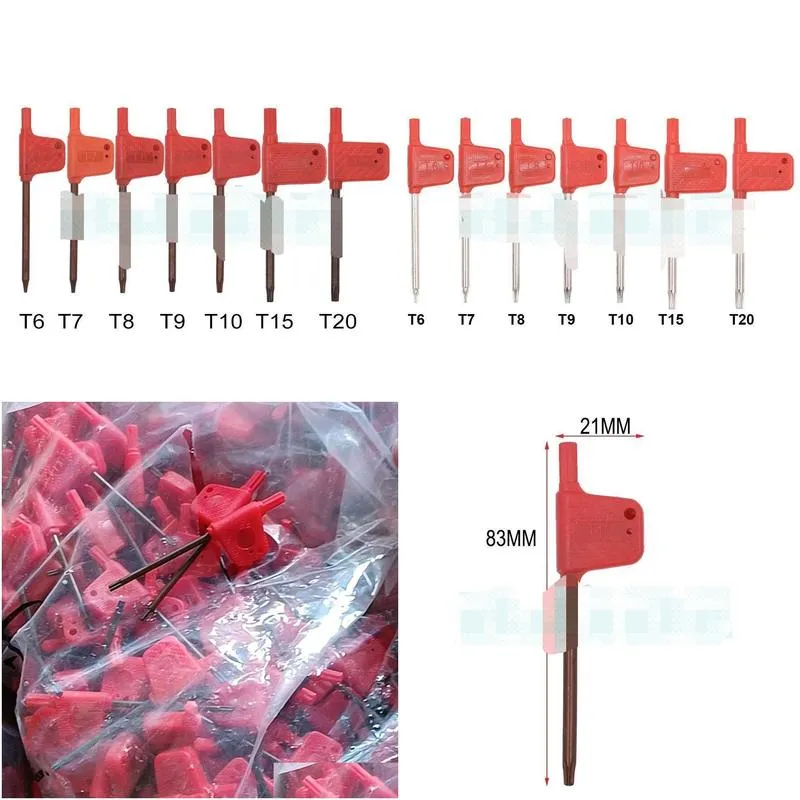 t6 t7 t8 t9 t10 t15 t20 torx screwdriver spanner key small red flag screw drivers