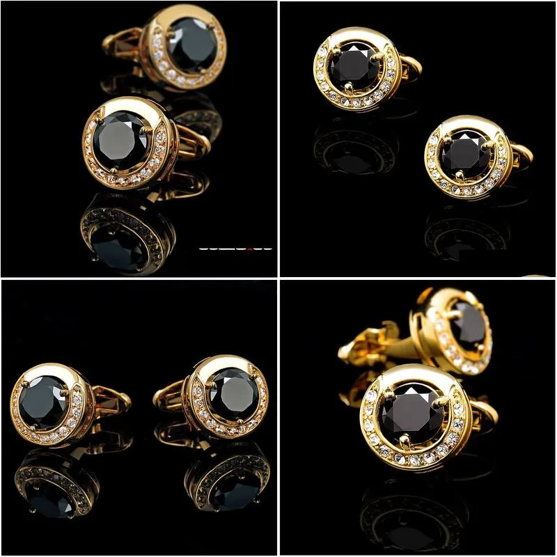 kflk jewelry fashion shirt cufflinks for mens brand cuff button gold-color cuff link high quality black abotoadura guests y1130