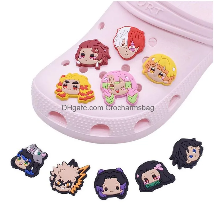 Pvc Anime Girls Shoe Parts Accessories Decoration Jibitz for Croc Charms Clog Buttons Buckle