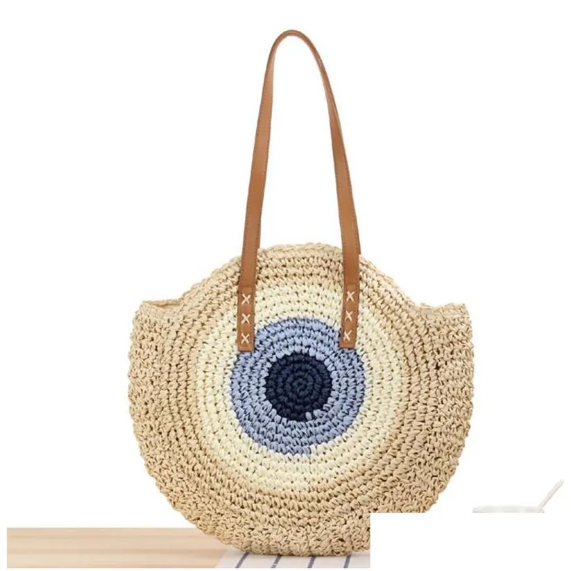 storage bags handwoven round corn straw bag natural chic hand large summer beach woven tote