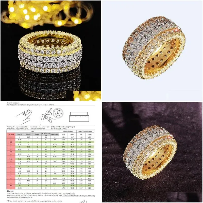 choucong brand wedding rings sparkling luxury jewelry 925 sterling silver gold fill 4 rows stack 5a cubic zircon cz diamond gemstones women engagement band