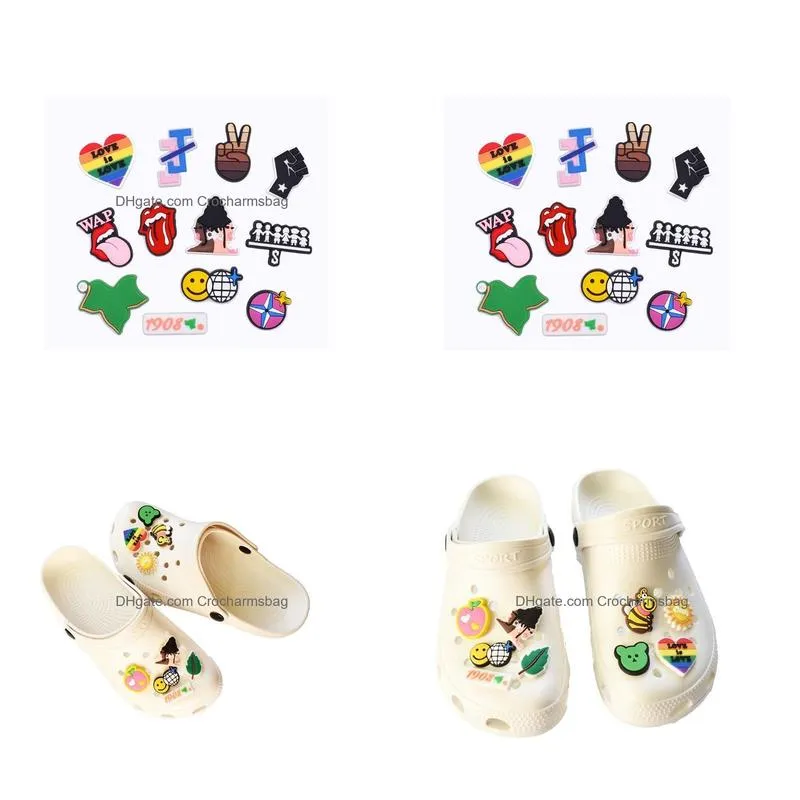 Black cute cartoon PVC Shoe Charms Shoe Buckles Action Figure Fit Bracelets Croc JIBZ Shoe accessories Wristband Boys Girls Gift