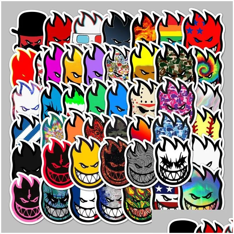 50pcs/lot very cool spitfre stickers skateboard stickers spitfire sticker surf skate scooter mobile tablet decals