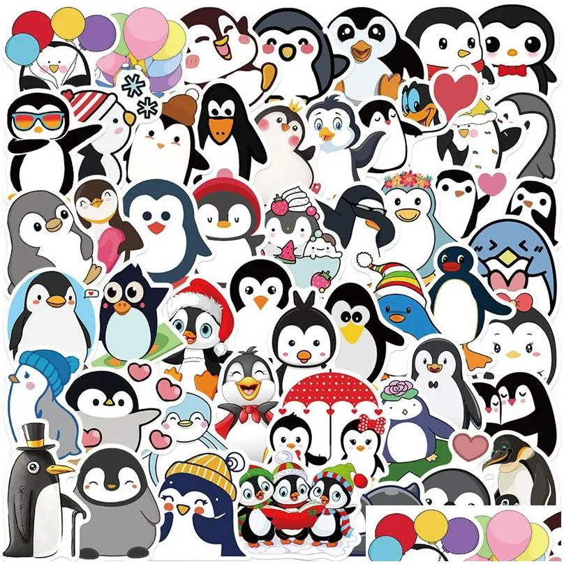 50pcs penguins stickers cartoon cute pygoscelis papua graffiti kids toy skateboard car motorcycle bicycle sticker decals wholesale