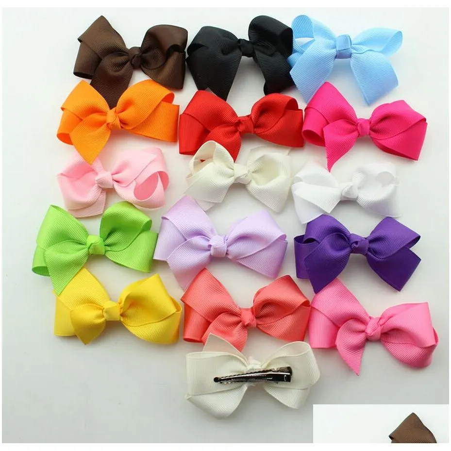 3 inch grosgrain ribbon hair bows with clip baby girl pinwheel hairbows/hair clips/hair pins accessories