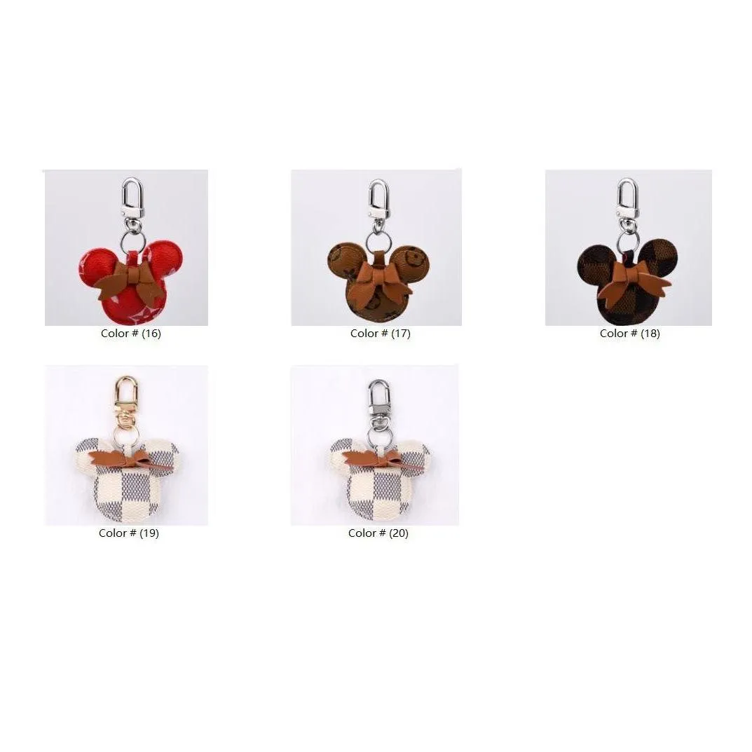 mouse design car keychain flower bag pendant charm jewelry keyring holder for women men gift fashion pu leather animal key chain accessories factory 20