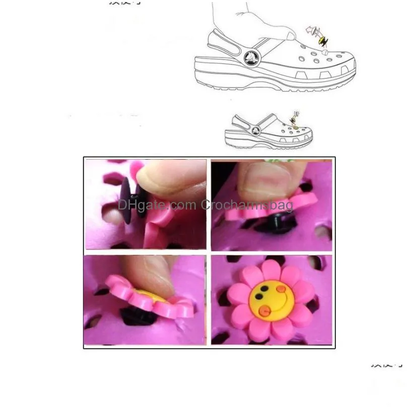 100Pcs Cartoon PVC Shoe Charms Shose Accessories clog Jibz Fit Wristband Croc buttons GardenShoe Decorations Buckle Gift