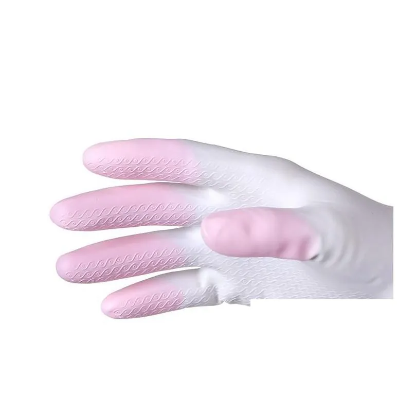 household rubber gloves latex washing kitchen dish car cleaning plumber long gloves non-slip organization housework tools blue pink