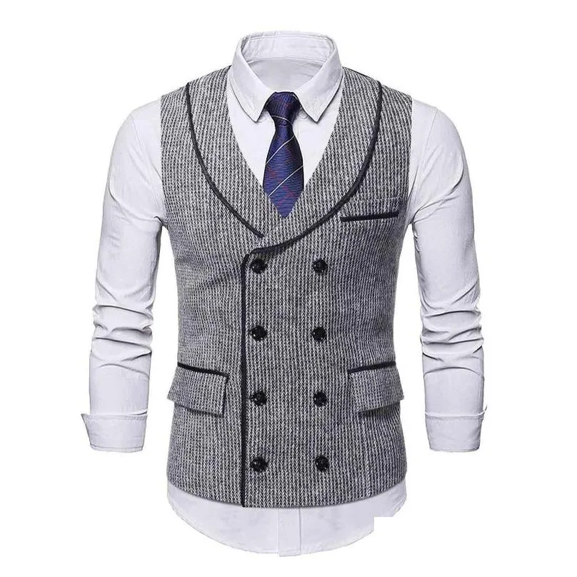 mens vests suit vest men striped formal dress waistcoat jacket masculino double breasted fitness sleeveless wedding