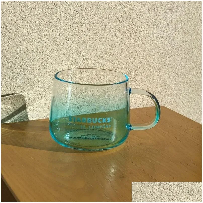 starbucks macaron glass cup creative heat resistant large capacity coffee cup 430ml simple cartoon glass cup