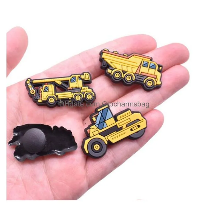 cute cartoon excavator shoe flower boy chrilds hole beach shoe charms accessories clog wristband decoration gift