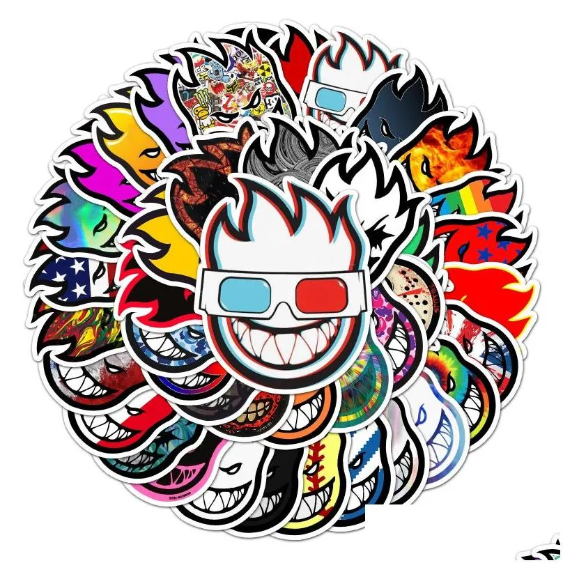 50pcs/lot very cool spitfre stickers skateboard stickers spitfire sticker surf skate scooter mobile tablet decals