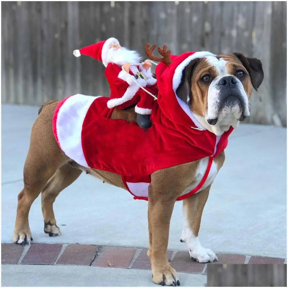  pet dog christmas costume dog clothes santa riding outfit christmas dog clothes deer riding christmas pet supplies