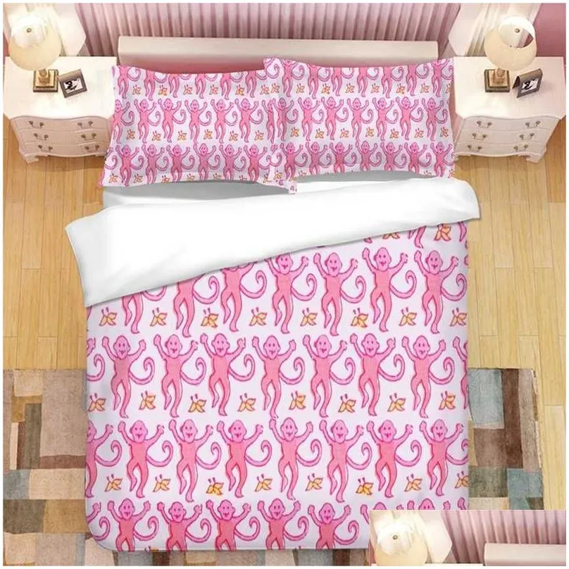 bedding sets pink roller rabbit 3d printed bedding set duvet covers cases comforter bedding set bedclothes bed linen t230217