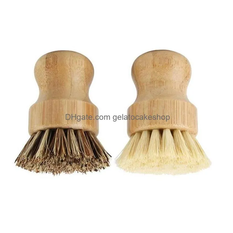 bamboo dish scrub brushes kitchen wooden cleaning scrubbers for washing cast iron pan pot natural sisal bristles