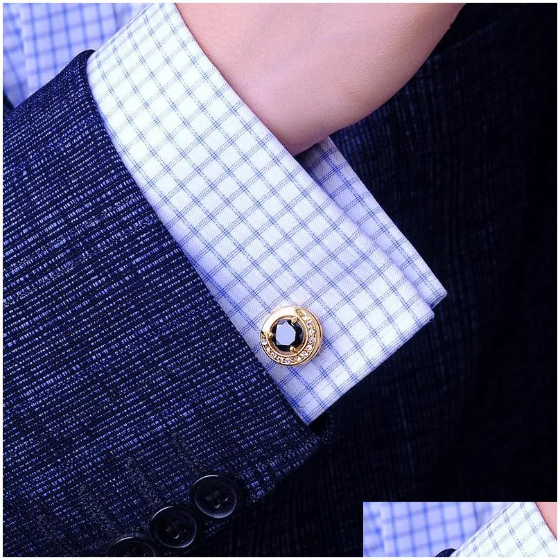 kflk jewelry fashion shirt cufflinks for mens brand cuff button gold-color cuff link high quality black abotoadura guests y1130