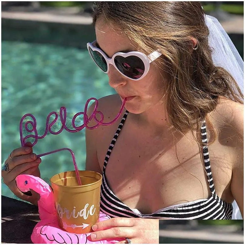  2pcs bachelorette party bride straw summer beach pool wedding bridal shower hen night party decoration supplies birde to be gift