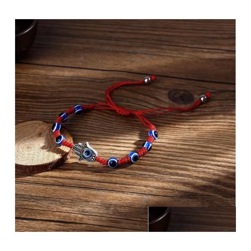 evil eye charm bracelet knot handmand lucky bracelets adjustable red rope string protection bracelets for women men