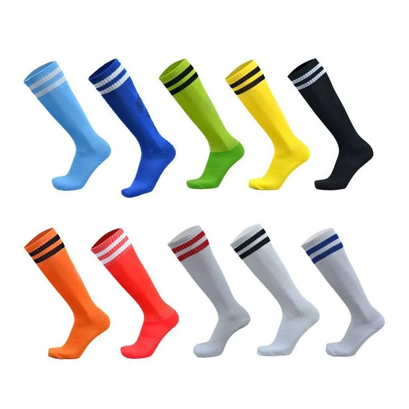 soccer socks for kids and adult football stocking over knee stripes long tube absorbent sweat anti slip sports sock