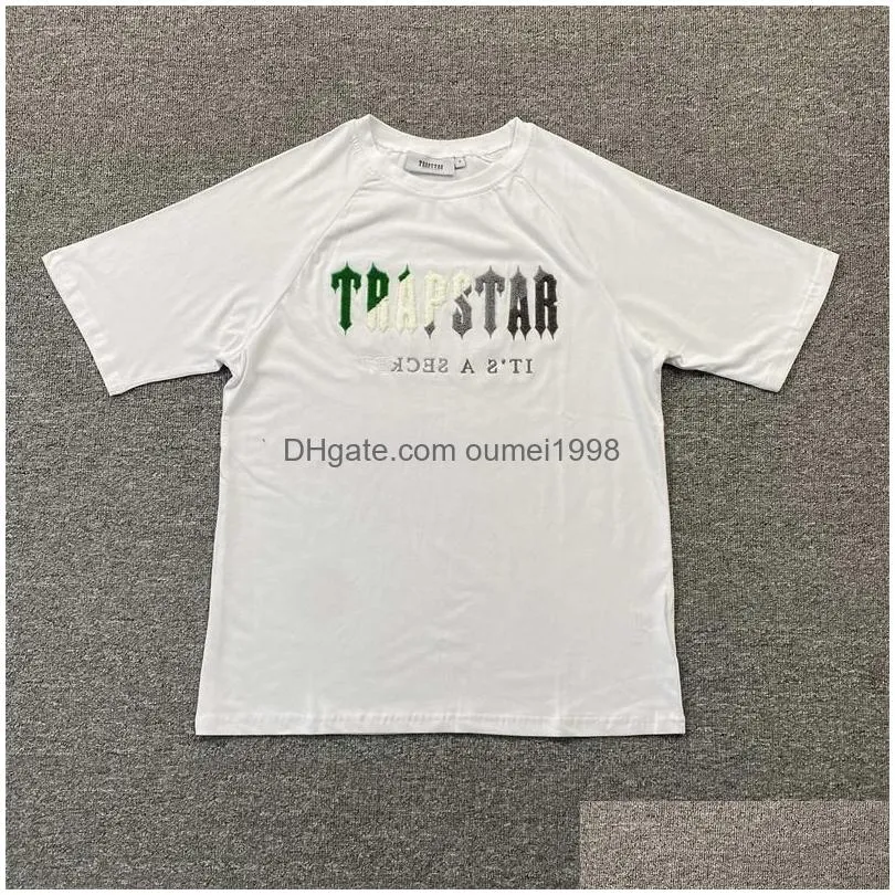 mens t shirts spring summer trapstar tshirt men women green white towel embroidery short sleeve t shirt set versatile comfort cotton