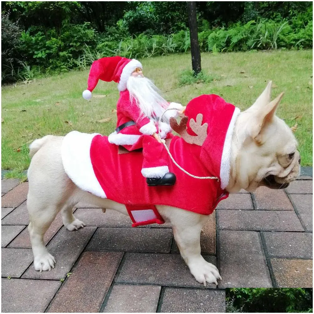  pet dog christmas costume dog clothes santa riding outfit christmas dog clothes deer riding christmas pet supplies