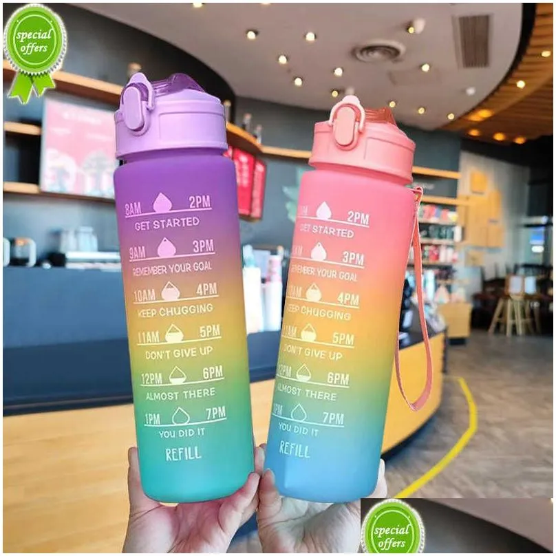  1 liter water bottle motivational sports water bottle leakproof bottles drinking outdoor travel gym fitness jugs for kitchen cup