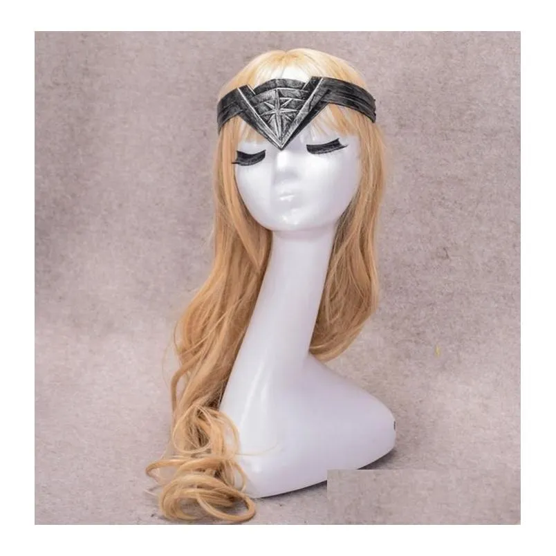 christmas wonder woman headband tiara crown headdress cosplay headwear comic costume props prop gold silver party event favor