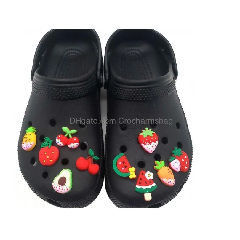 Cartoon Fruit Shape toy cartoon PVC Shoe Charms Shoes Buckles Bracelets Croc JIBZ Shoes accessories Wristband Boys Girls Gift