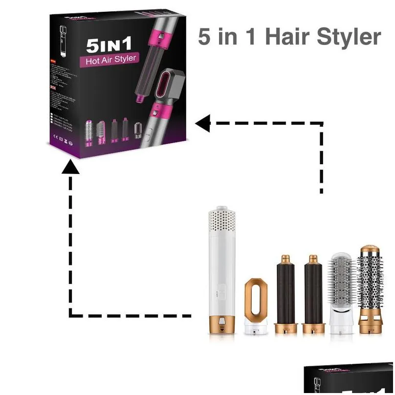 hair dryer curler 5 in 1 electric curling iron s rollers with and straightening brush 220624