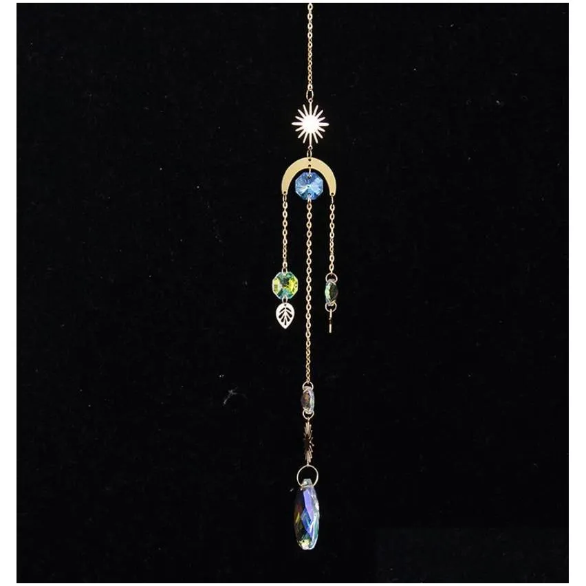 sun catchers hanging crystal ball beaded ornament garden decorations window patio lawn moon star pendant glass prism rainbow maker