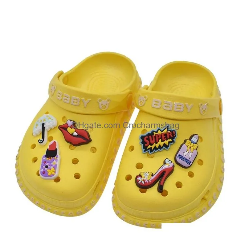 NEW girls KIDS cute cartoon PVC Shoe Charms Shoe Buckles Action Figure Fit Bracelets Croc JIBZ Shoe accessories