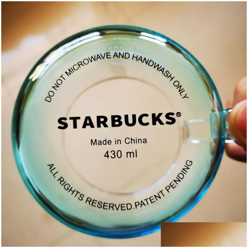 starbucks macaron glass cup creative heat resistant large capacity coffee cup 430ml simple cartoon glass cup