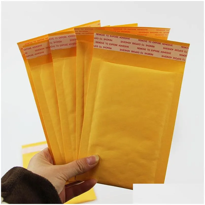 wholesale 100pcs many sizes yellow kraft bubble mailing envelope courier bags bubble mailers padded envelopes packaging shipping