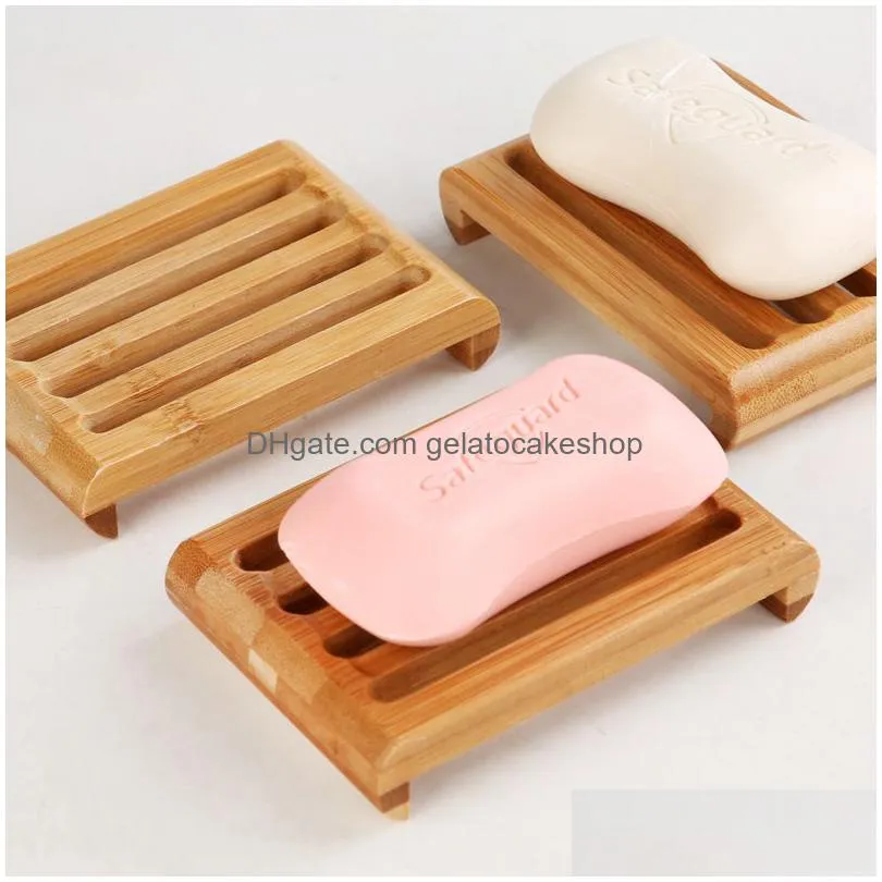 natural bamboo soap boxs tray holder bathroom soap rack plate box container