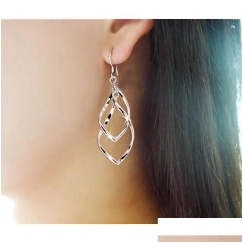 hollow rhombus drop earrings for women gold silver rhombus dangle earrings piercing rhombus statement jewelry for women gift