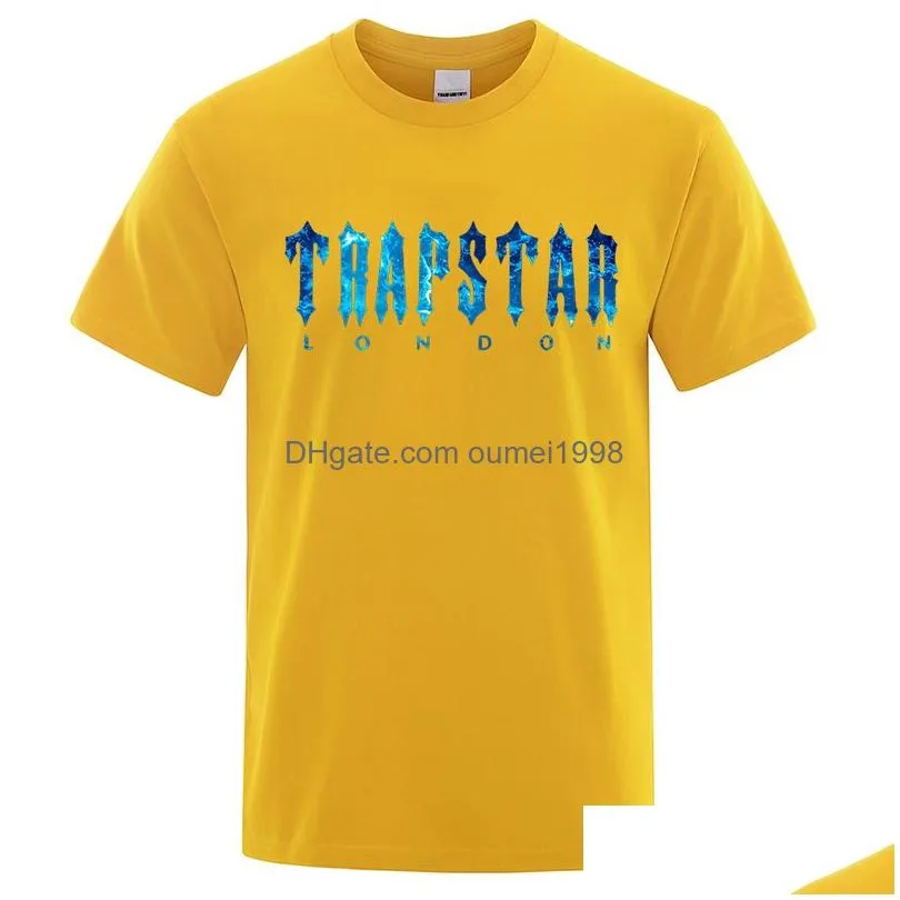 trapstar london undersea blue printed t shirts men summer breathable casual short sleeve street oversized cotton brand t shirts 220615