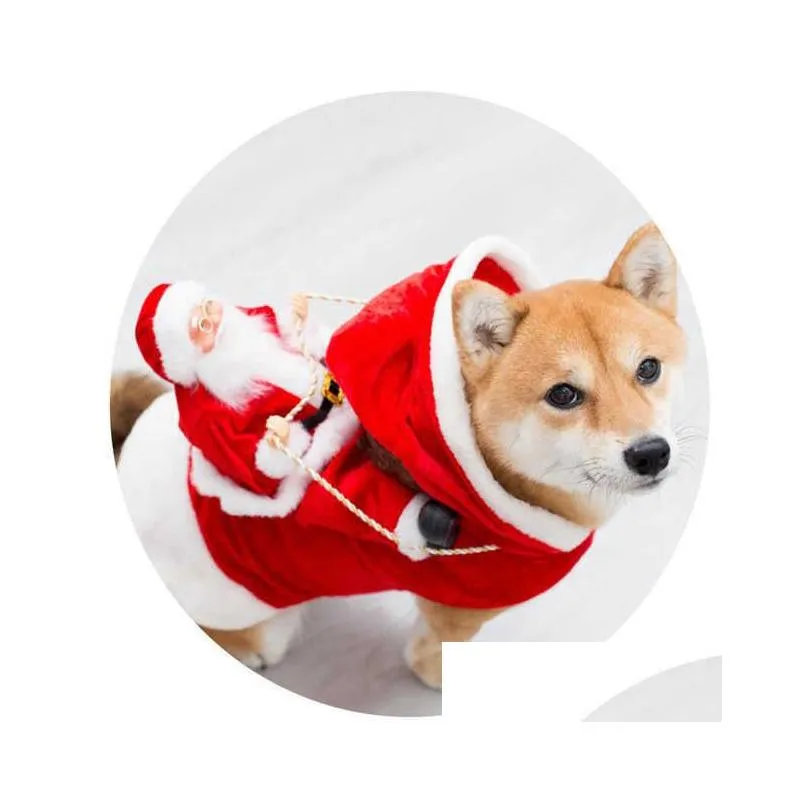  pet dog christmas costume dog clothes santa riding outfit christmas dog clothes deer riding christmas pet supplies